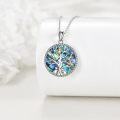 wholesale 925 Sterling Silver Abalone Shell Cat Tree of Life Pendant Necklace for Women-0-2