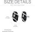 wholesale 925 Sterling Silver Black Onyx Stud Earrings - Trendy Wraparound Design, Hypoallergenic, Gift Box -0-4