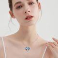 wholesale 925 Sterling Silver Heart-Shaped Blue Crystal Horse Pendant Necklaces Gift for Her Him-0-4