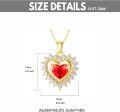 wholesale 14K Gold Red Crystal Heart Pendant Necklace for Women - Valentine's Day s-0-3