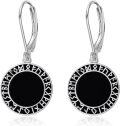 wholesale 925 Sterling Silver Black Onyx Norse Runes Viking Earrings-0-0