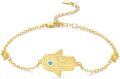 wholesale Gold 925 Sterling Silver Hamsa Evil Eye Celtic Cross Adjustable Egyptian Protective Bracelet for Women-0-0