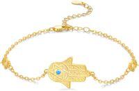 wholesale Gold 925 Sterling Silver Hamsa Evil Eye Celtic Cross Adjustable Egyptian Protective Bracelet for Women-Star of David