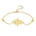 wholesale Gold 925 Sterling Silver Hamsa Evil Eye Celtic Cross Adjustable Egyptian Protective Bracelet for Women-0-0