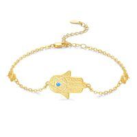 wholesale Gold 925 Sterling Silver Hamsa Evil Eye Celtic Cross Adjustable Egyptian Protective Bracelet for Women-Star of David