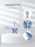 wholesale 925 Sterling Silver 925 Sterling Silver Evil Eye 8mm 14G Belly Button Ring 12mm Length 22mm Total Hypoallergenic Gift for Women-0-1