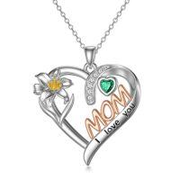 TOUPOP Sterling Silver & Mom's Birthstone Necklace For Women-undefined