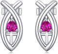 wholesale 925 Sterling Silver Cross Pink Stone Stud Earrings for Women -0-0