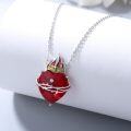 wholesale 925 Sterling Silver Sacred Heart of Jesus Necklace with Cubic Zirconia and Crown Design Christian Amulet -0-1