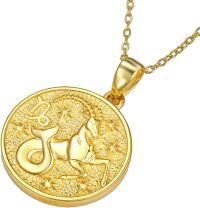 wholesale 925 Sterling Silver Pisces Zodiac Sign Pendant Necklaces for Women Gold Plated s-Capricorn Necklace