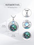 wholesale 925 Sterling Silver Abalone Shell Howling Wolf Triple Moon Goddess Pendant Necklace-0-4