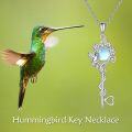 wholesale 925 Sterling Silver Moonstone Hummingbird Key Pendant Necklaces for Women s-0-2