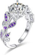 wholesale  Sterling Silver Birthstone Adjustable Open Ring for Women -0-0