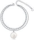 wholesale 925 Sterling Silver Freshwater Pearl Beaded Chain Anklet for Women Beach Foot s-0-0