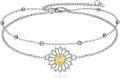 wholesale 925 Sterling Silver Yellow Crystal Daisy Flower Ankle Anklet Set Gift for Women Girl-0-0