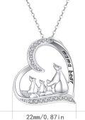 wholesale 925 Sterling Silver Heart-Shaped Mother's Day Gift - Mama Bear and Cubs Pendant Necklace-0-3