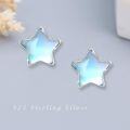 wholesale 925 Sterling Silver Blue Opalite Star Stud Earrings Hypoallergenic Jewelry for Women Girls Gift 6mm-0-5