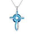 wholesale 925 Sterling Silver Turquoise and White Opal Celtic Cross Pendant Necklace for Women-0-23