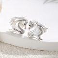wholesale 925 Sterling Silver Tiny Horse Head Stud Earrings with Black Eyes and White Mane-0-2
