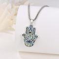 wholesale 925 Sterling Silver Abalone Shell Hamsa Evil Eye Pendant Necklace-0-1