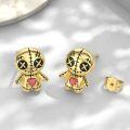 wholesale 925 Sterling Silver Plated Rose Gold Metal Voodoo Doll Stud Earrings - Gothic Horror Style Skeleton Heart Pendant Jewelry for Women Girls 2 Pcs Set-0-10