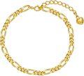 wholesale 18K Gold Figaro Link Chain Bracelet with Heart Charm for Women s-0-0