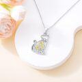 wholesale Sterling Silver Lab Grown Diamond Cat Birth Flower Necklace for Women-0-7
