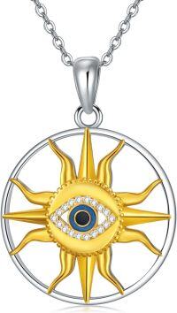 wholesale 14K Gold Plated & 925 Sterling Silver Evil Eye Sun Necklace for Women, Dainty Hypoallergenic Jewelry Gift-Style D