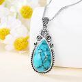 wholesale Sterling Silver Turquoise Vintage Native Western Birth Flower Pendant Necklace for Women-0-15
