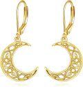 wholesale 925 Sterling Silver Crescent Moon Celtic Knotwork Leverback Drop Earrings-0-5