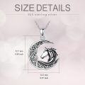 wholesale 925 Sterling Silver Celtic Knot Moon & Horse Head Pendant Necklace Luck Charm  for Women Girls-0-2