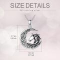 wholesale 925 Sterling Silver Celtic Knot Moon & Horse Head Pendant Necklace Luck Charm  for Women Girls-0-2