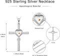 wholesale 925 Sterling Silver Cross with Heart and Yellow Stone Pendant Necklace for Women Christian s-0-2