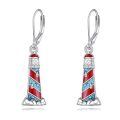 wholesale 925 Sterling Silver Lighthouse Earrings With Red And Turquoise Enamel-0-0