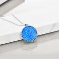 wholesale 925 Sterling Silver Blue Turquoise Triple Moon Goddess Pentagram Pendant Necklace-0-8