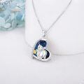 wholesale 925 Sterling Silver Blue Crystal Highland Cow & Sunflower Pendant Necklace-0-1
