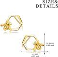 wholesale 925 Sterling Silver Hexagon Bee Stud Earrings Honeycomb  for Her-0-2