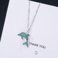 wholesale 925 Sterling Silver Turquoise Dolphin Pendant Necklace for Women - Hypoallergenic  48cm Chain Length-0-1