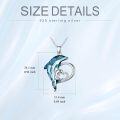 wholesale 925 Sterling Silver Blue Crystal Dolphin Heart Pendant Necklace Gift for Mother and Daughter-0-3