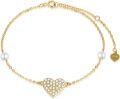 wholesale 14K Gold 925 Diamond & Pearl Heart Anklet for Women - Adjustable Size-0-4
