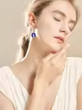 wholesale 925 Sterling Silver Lapis Lazuli Lily of the Valley Leverback Drop Earrings Floral Jewellery Gifts for Women-0-1
