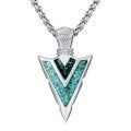 wholesale 925 Sterling Silver with Turquoise and Malachite Arrowhead Pendant Necklace for Men & Women-0-0