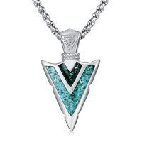 wholesale 925 Sterling Silver with Turquoise and Malachite Arrowhead Pendant Necklace for Men & Women-Viking Arrowhead