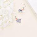 wholesale  Sterling Silver Crystal Mom Earrings Rose Flower Love Heart Dangle Drop Hook -0-52