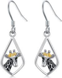 wholesale 925 Sterling Silver Teardrop Giraffe Drop Earrings - Gifts for Her-Giraffe
