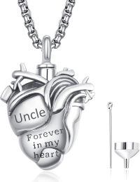 wholesale 925 Sterling Silver Aunt Cremation Necklace Wholesale Engraved Heart Urn Pendant-Uncle-Personalized-Uncle
