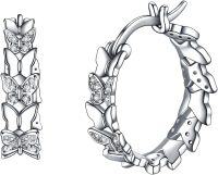 wholesale 925 Sterling Silver Butterfly & Crystal Huggie Hoops - 6mm Diameter (Silver)-Butterfly Hoop Earrings 2