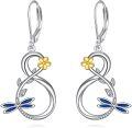 wholesale 925 Sterling Silver Dragonfly Flower Drop Earrings for Women Girls -0-0