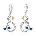wholesale 925 Sterling Silver Dragonfly Flower Drop Earrings for Women Girls -0-0
