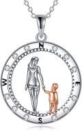 wholesale TOUPOP Mohters Day Gift From Son Mother And Child Necklace Sterling Silver Compass Pendant Necklace Graduation Inspirational Birthday Mothers Day Jewelry For Women Son -0-0